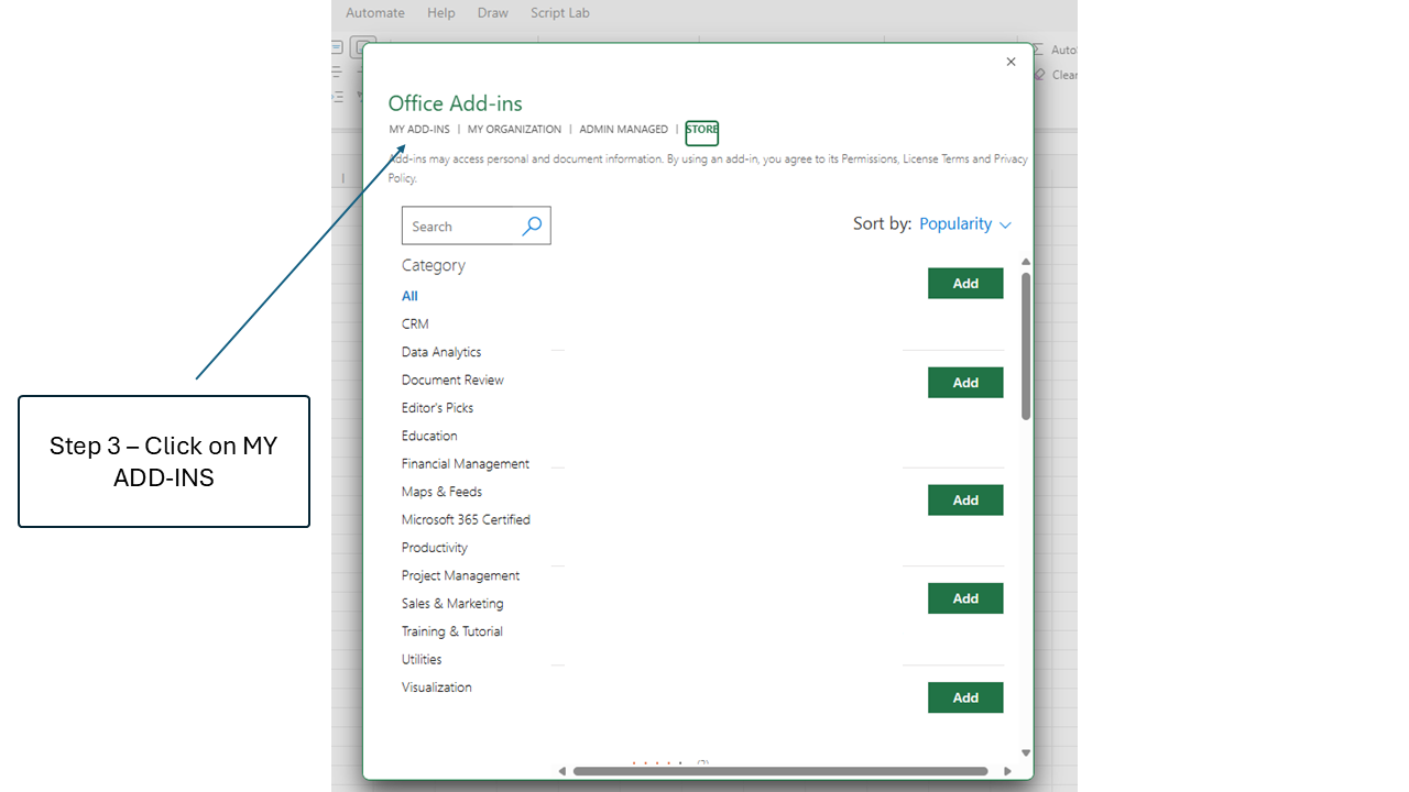 Step 3: Select Upload My Add-in