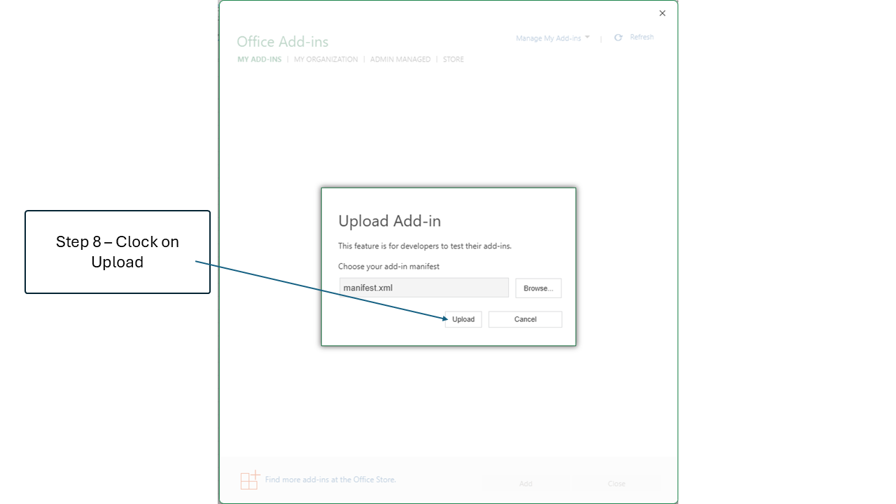 Step 8: Add-in appears in ribbon